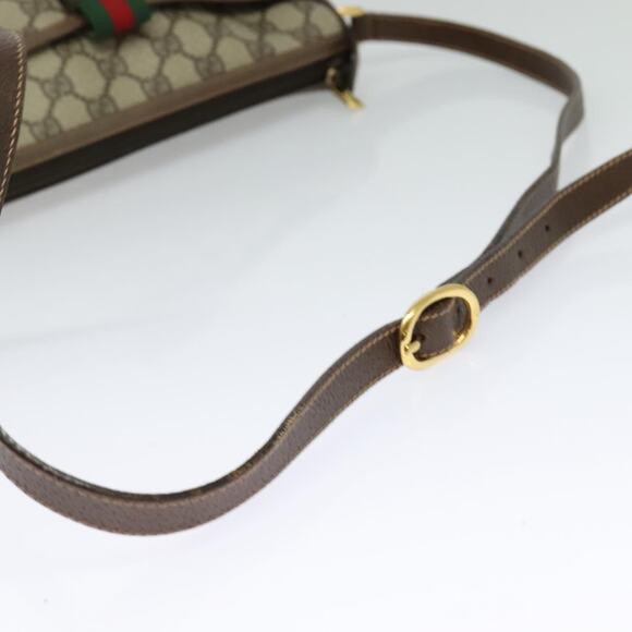 GUCCI GG Supreme Web Sherry Line Bag Pvc Beige Gold 89 02 032 - Picture 7 of 16